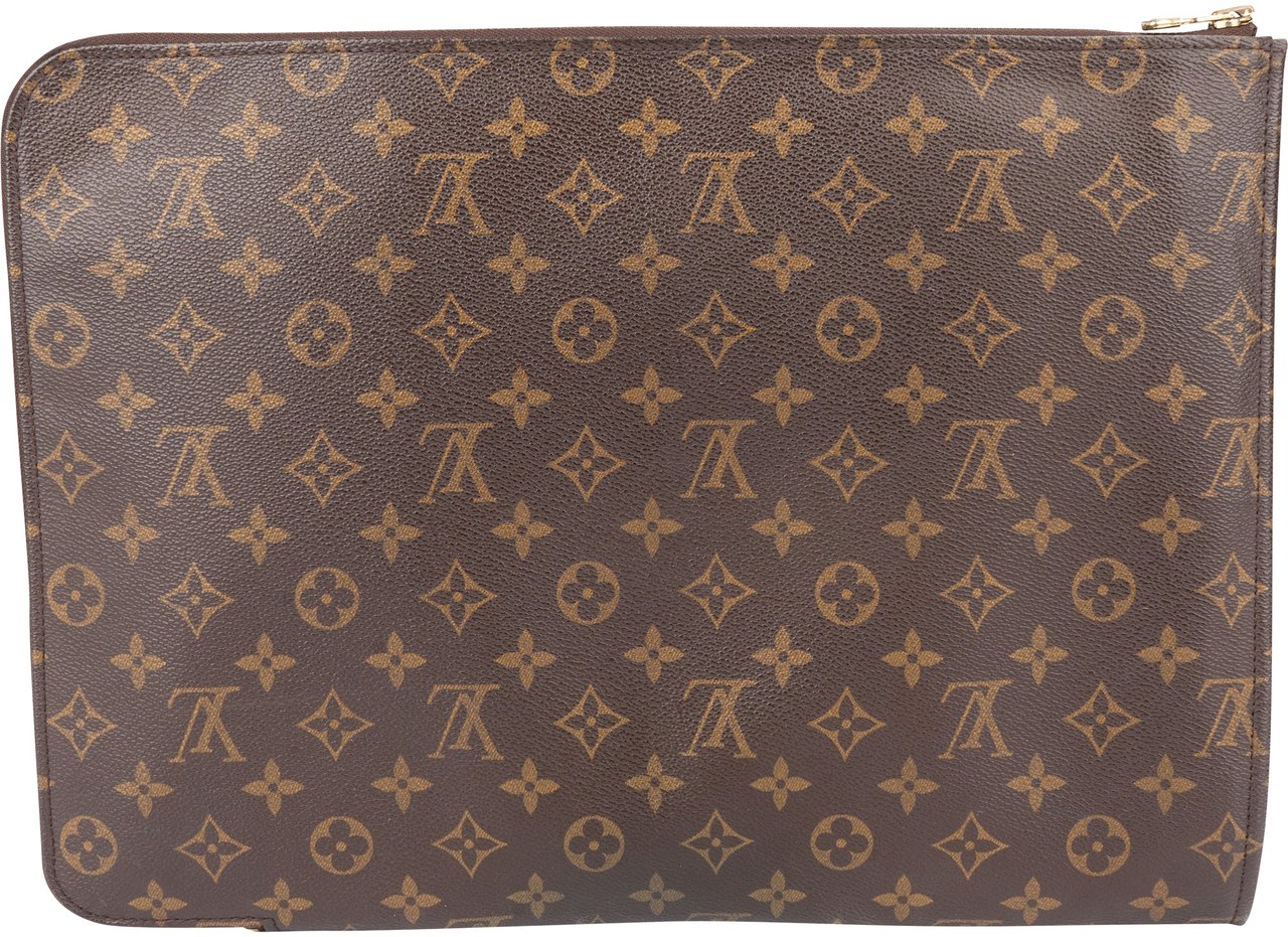 Louis Vuitton Louis Vuitton Canvas Monogram Poche Laptop Clutch Bruin