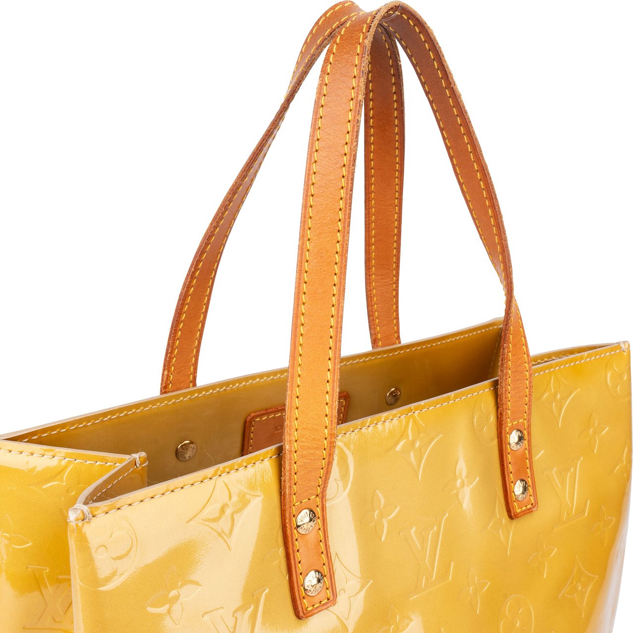 Louis Vuitton Louis Vuitton Vernis Monogram Reade MM Handbag Geel