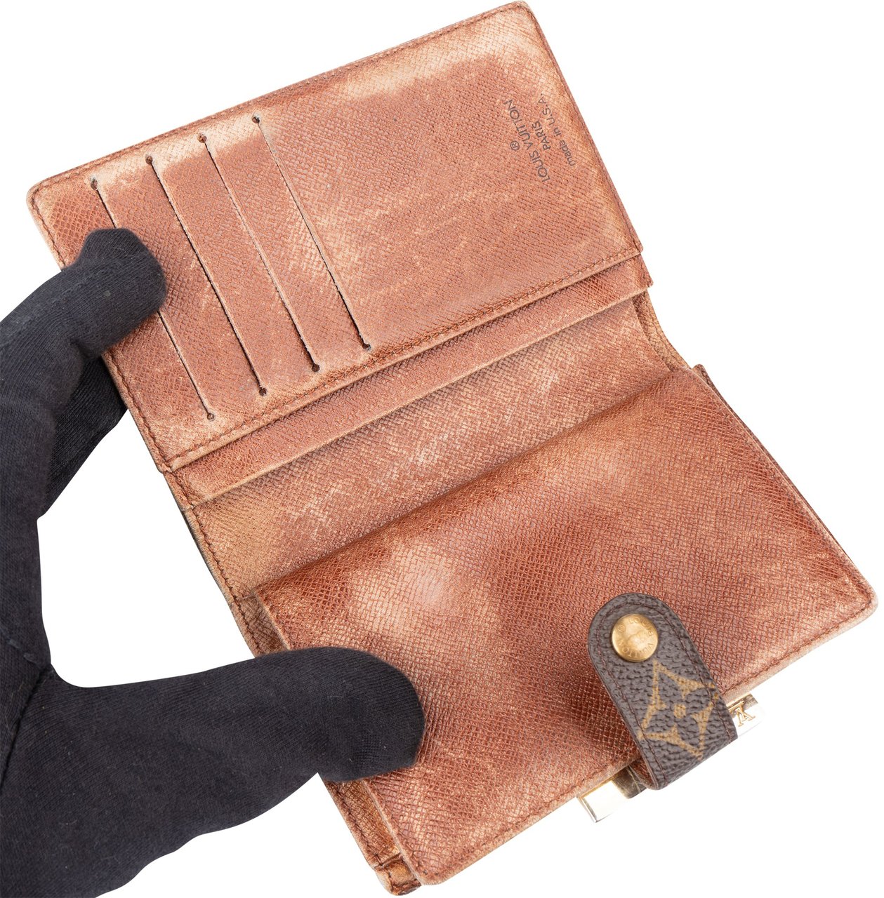 Louis Vuitton Louis Vuitton Canvas Monogram Compact Clip Wallet Bruin