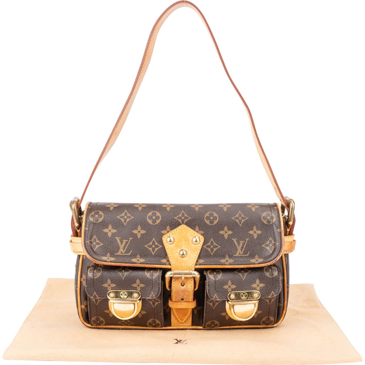 Louis Vuitton Canvas Monogram Hudson PM Shoulder Bag Bruin