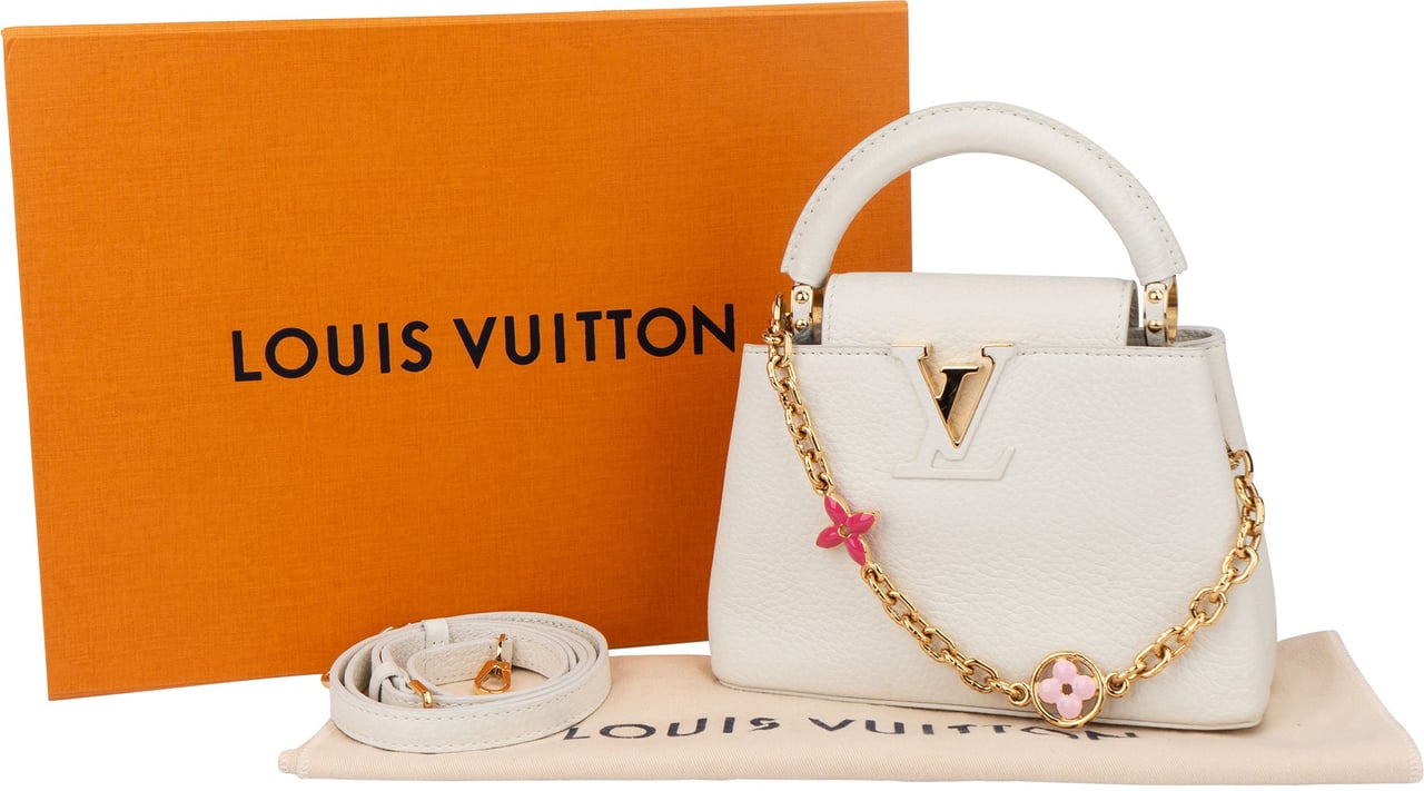 Louis Vuitton White Leather Capucines BB Handbag Wit