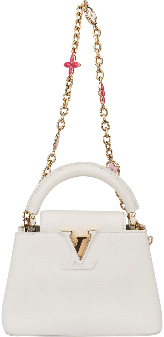 Louis Vuitton White Leather Capucines BB Handbag Wit