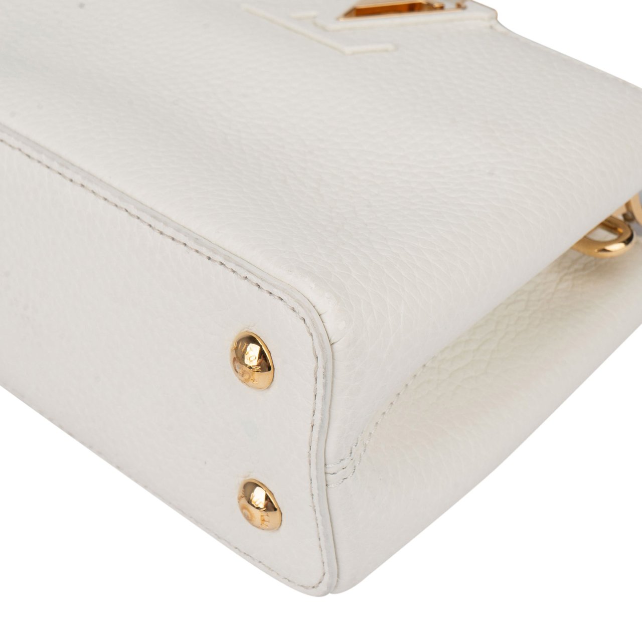 Louis Vuitton White Leather Capucines BB Handbag Wit