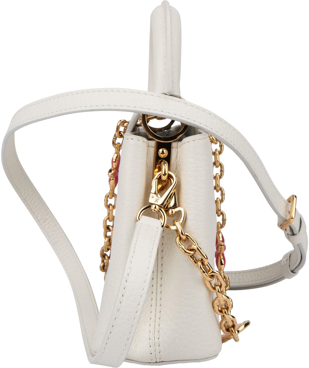 Louis Vuitton White Leather Capucines BB Handbag Wit