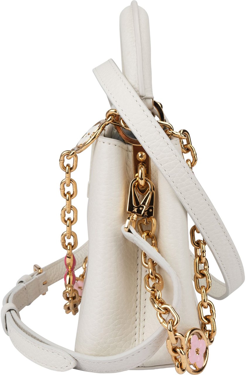 Louis Vuitton White Leather Capucines BB Handbag Wit