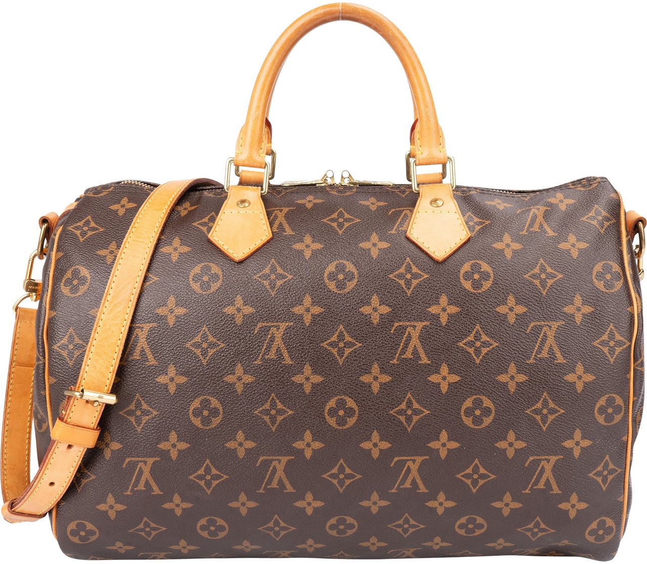 Louis Vuitton Louis Vuitton Canvas Monogram Speedy 35 Bandouliere Handbag Bruin