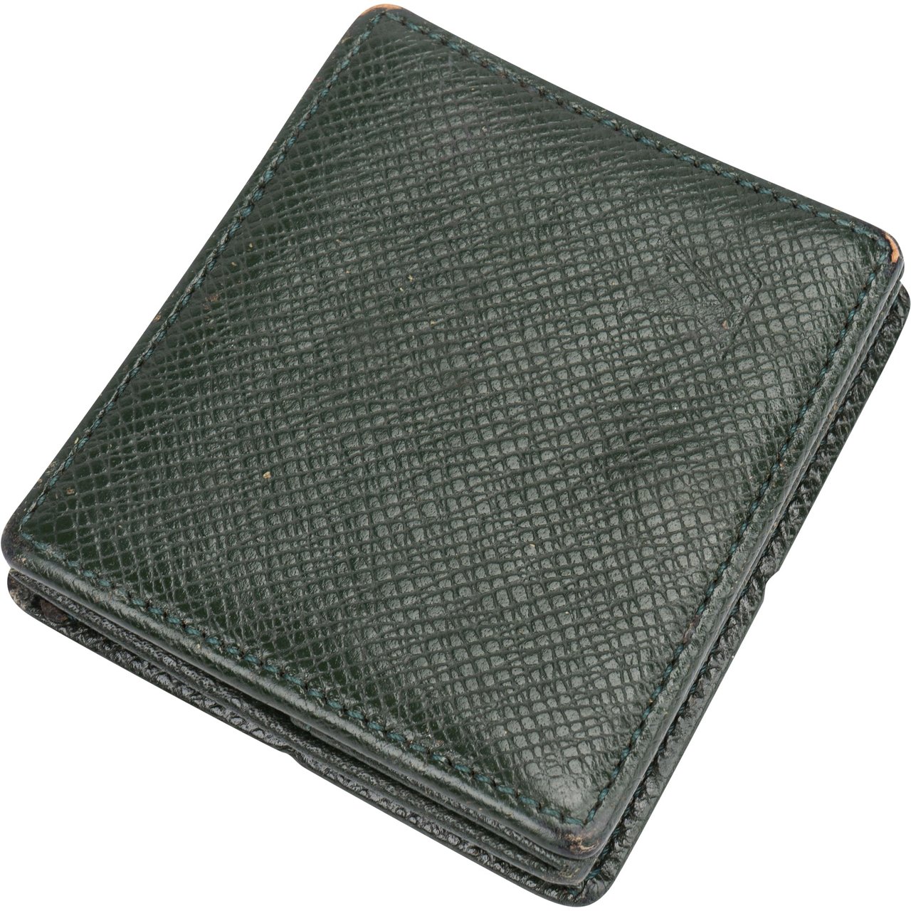 Louis Vuitton Louis Vuitton Green Taiga Leather Coin Wallet Groen