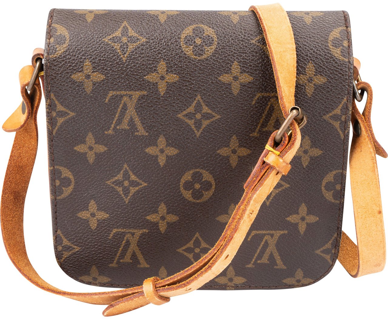 Louis Vuitton Canvas Monogram Cartouchiere PM Crossbody Bag Bruin