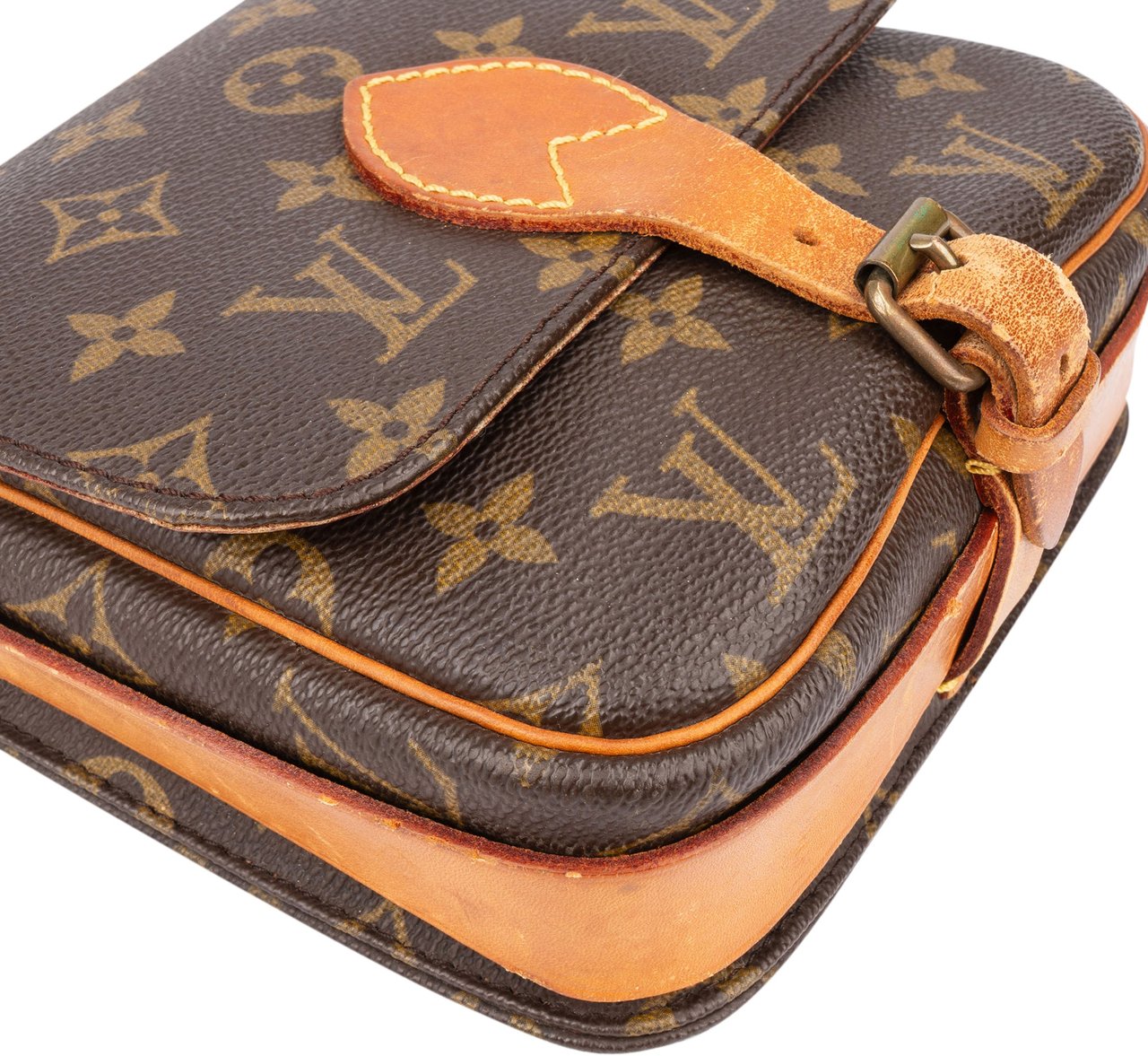 Louis Vuitton Canvas Monogram Cartouchiere PM Crossbody Bag Bruin