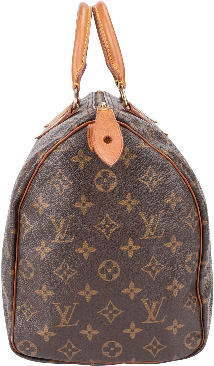 Louis Vuitton Louis Vuitton Canvas Monogram Speedy 35 Handbag Bruin