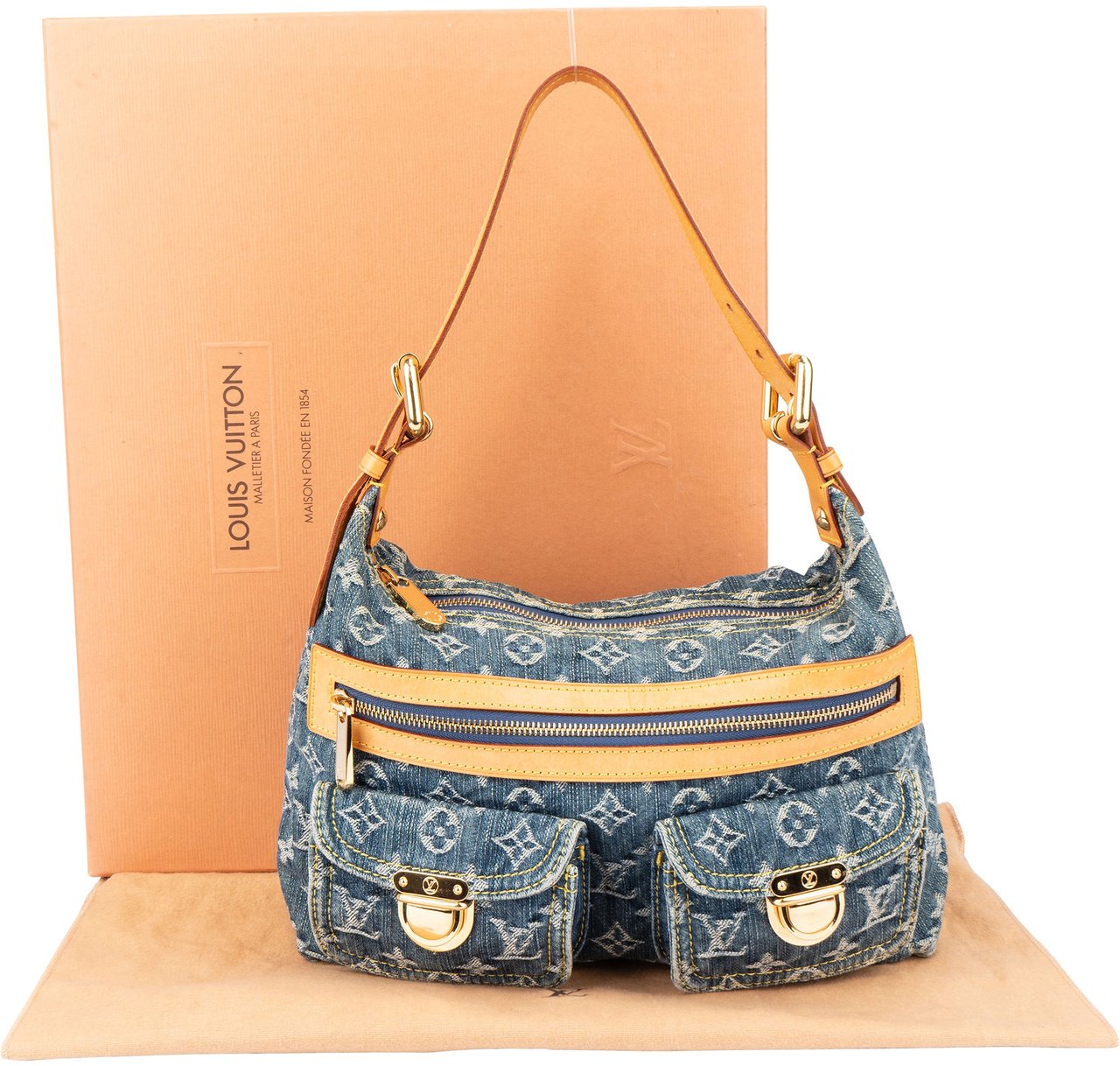 Louis Vuitton Louis Vuitton Denim Monogram Baggy PM Shoulder Bag Blauw