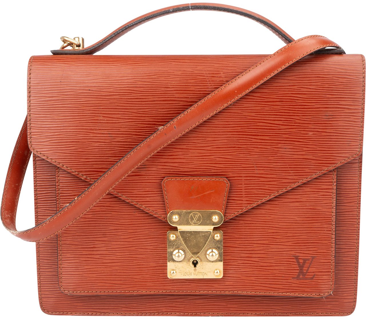 Louis Vuitton Cognac Epi Leather Monceau Handbag Bruin