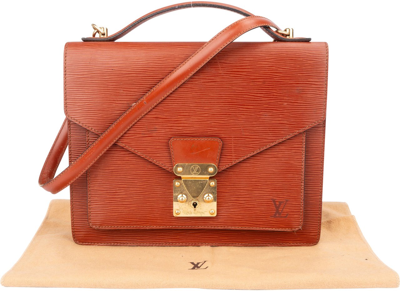 Louis Vuitton Cognac Epi Leather Monceau Handbag Bruin