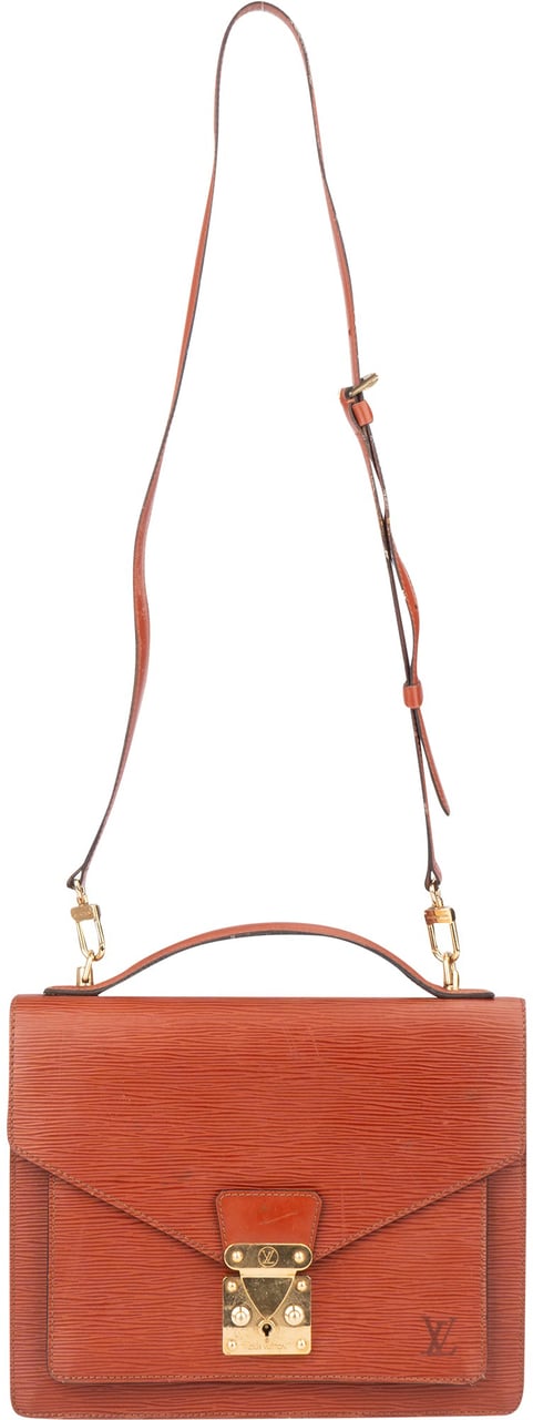 Louis Vuitton Cognac Epi Leather Monceau Handbag Bruin