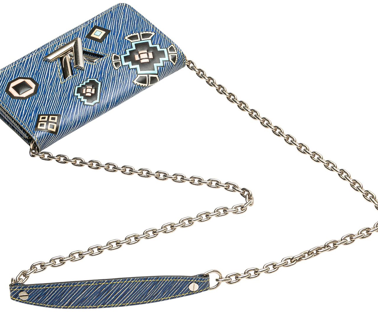 Louis Vuitton Epi Denim Twist Azteque Wallet on Chain Blauw