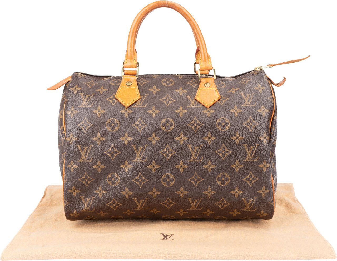 Louis Vuitton Louis Vuitton Canvas Monogram Speedy 30 Handbag Bruin