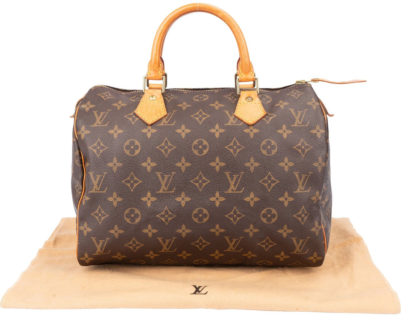 Louis Vuitton Louis Vuitton Canvas Monogram Speedy 30 Handbag Bruin
