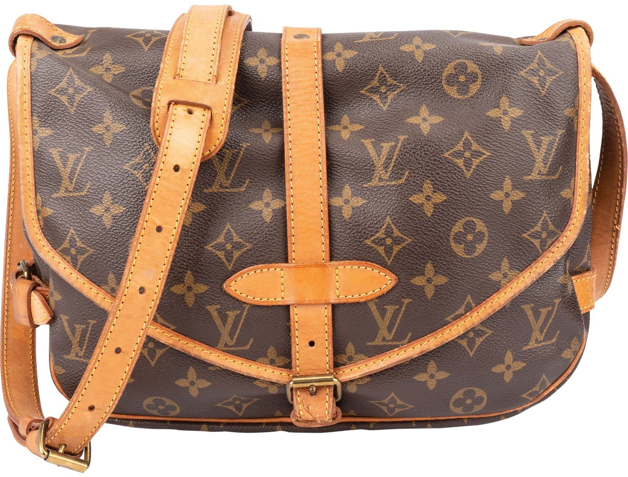 Louis Vuitton Louis Vuitton Canvas Monogram Saumur 30 Crossbody Bag Bruin