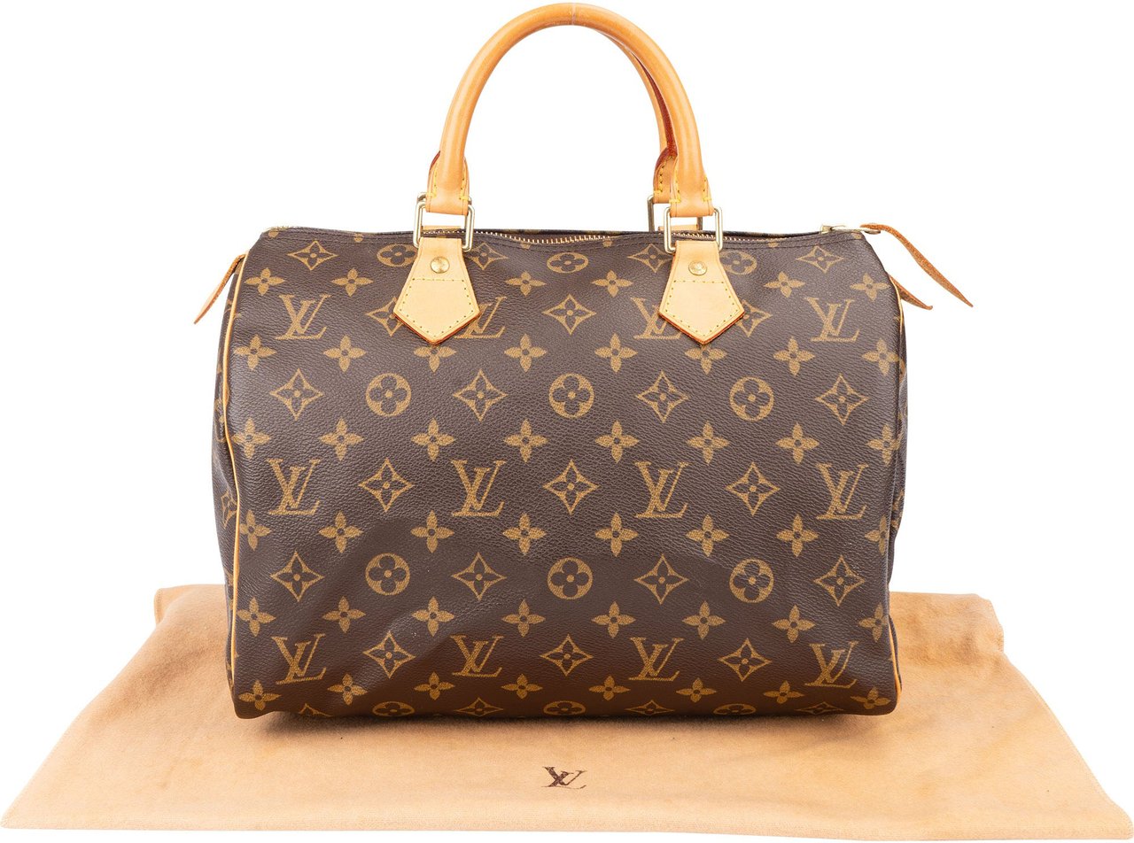 Louis Vuitton Louis Vuitton Canvas Monogram Speedy 30 Handbag Bruin