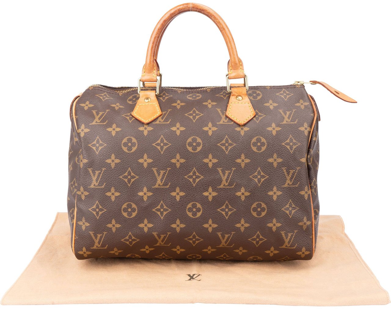 Louis Vuitton Louis Vuitton Canvas Monogram Speedy 30 Handbag Bruin
