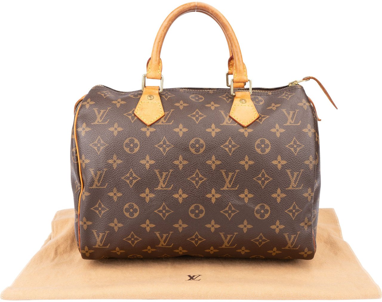Louis Vuitton Louis Vuitton Canvas Monogram Speedy 30 Handbag Bruin