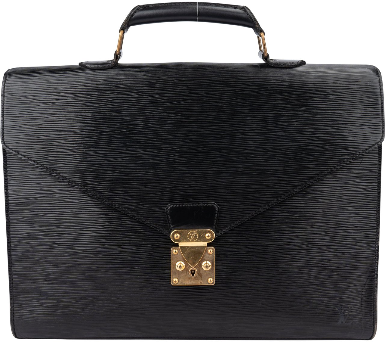 Louis Vuitton Louis Vuitton Noir Epi Leather Serviette Business Handbag Bruin