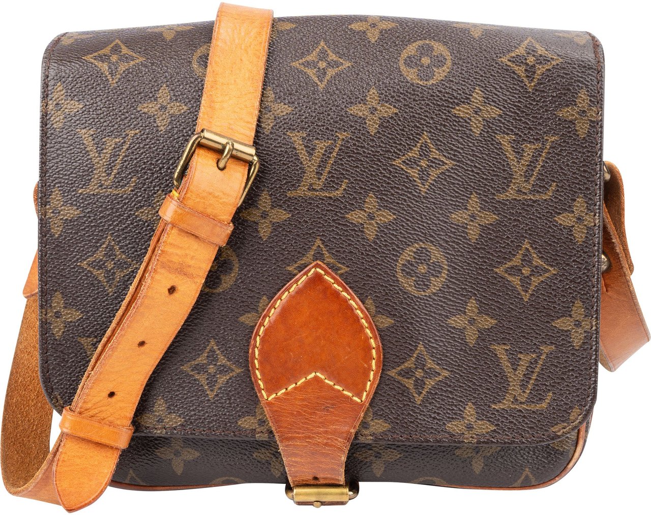 Louis Vuitton Louis Vuitton Canvas Monogram Cartouchiere MM Crossbody Bag Bruin