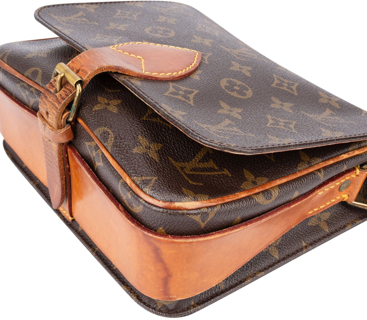 Louis Vuitton Louis Vuitton Canvas Monogram Cartouchiere MM Crossbody Bag Bruin