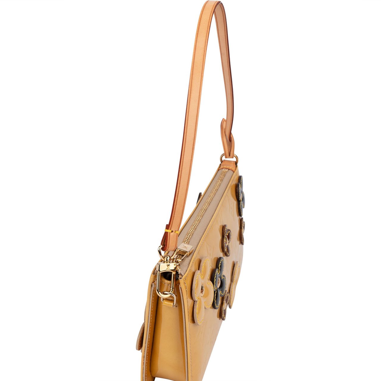 Louis Vuitton Louis Vuitton Limited Vernis Monogram Flower Lexington Pochette Handbag Geel