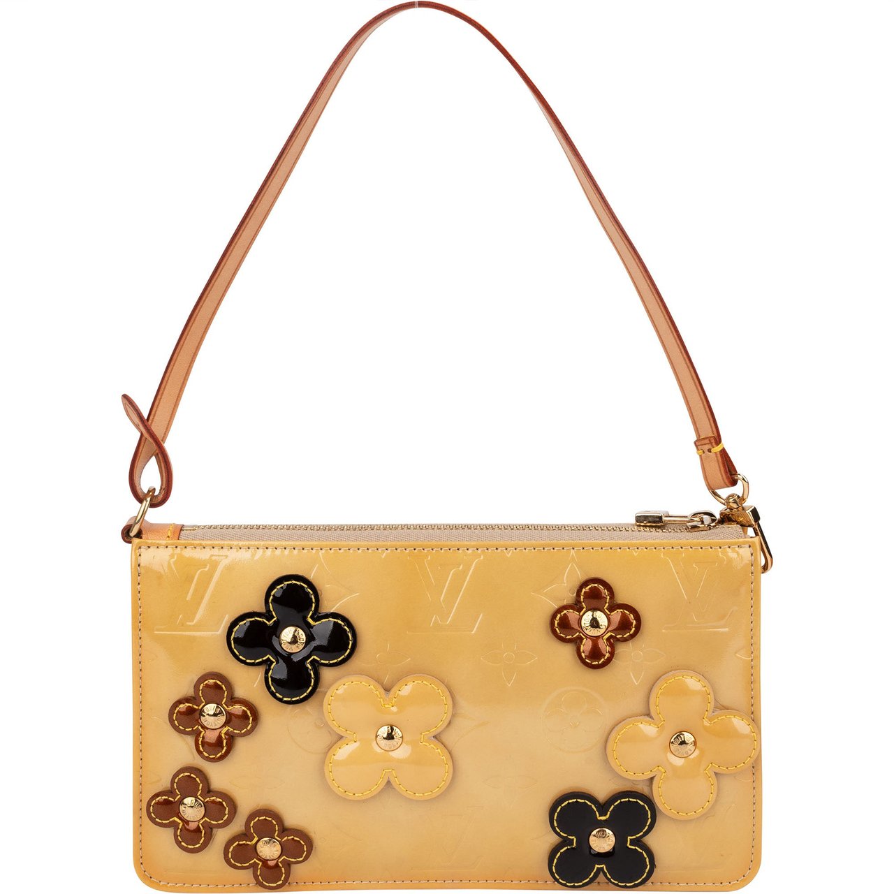 Louis Vuitton Louis Vuitton Limited Vernis Monogram Flower Lexington Pochette Handbag Geel