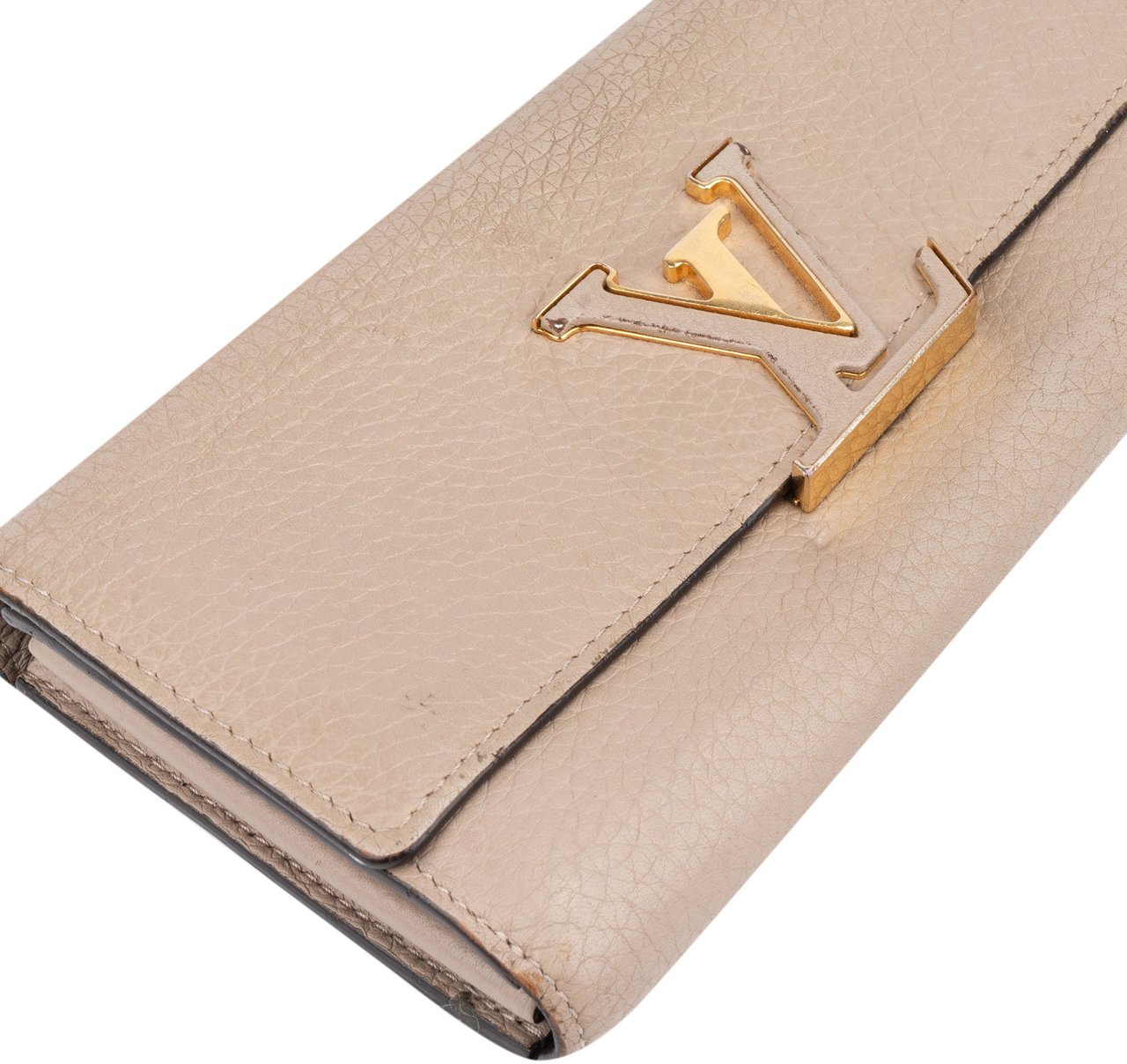 Louis Vuitton Louis Vuitton Taurillon Leather Capucines Wallet Beige