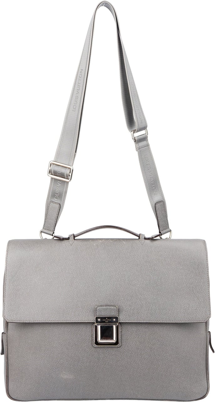 Louis Vuitton Louis Vuitton Grey Taiga Leather Vassili PM Business Handbag Donkergrijs