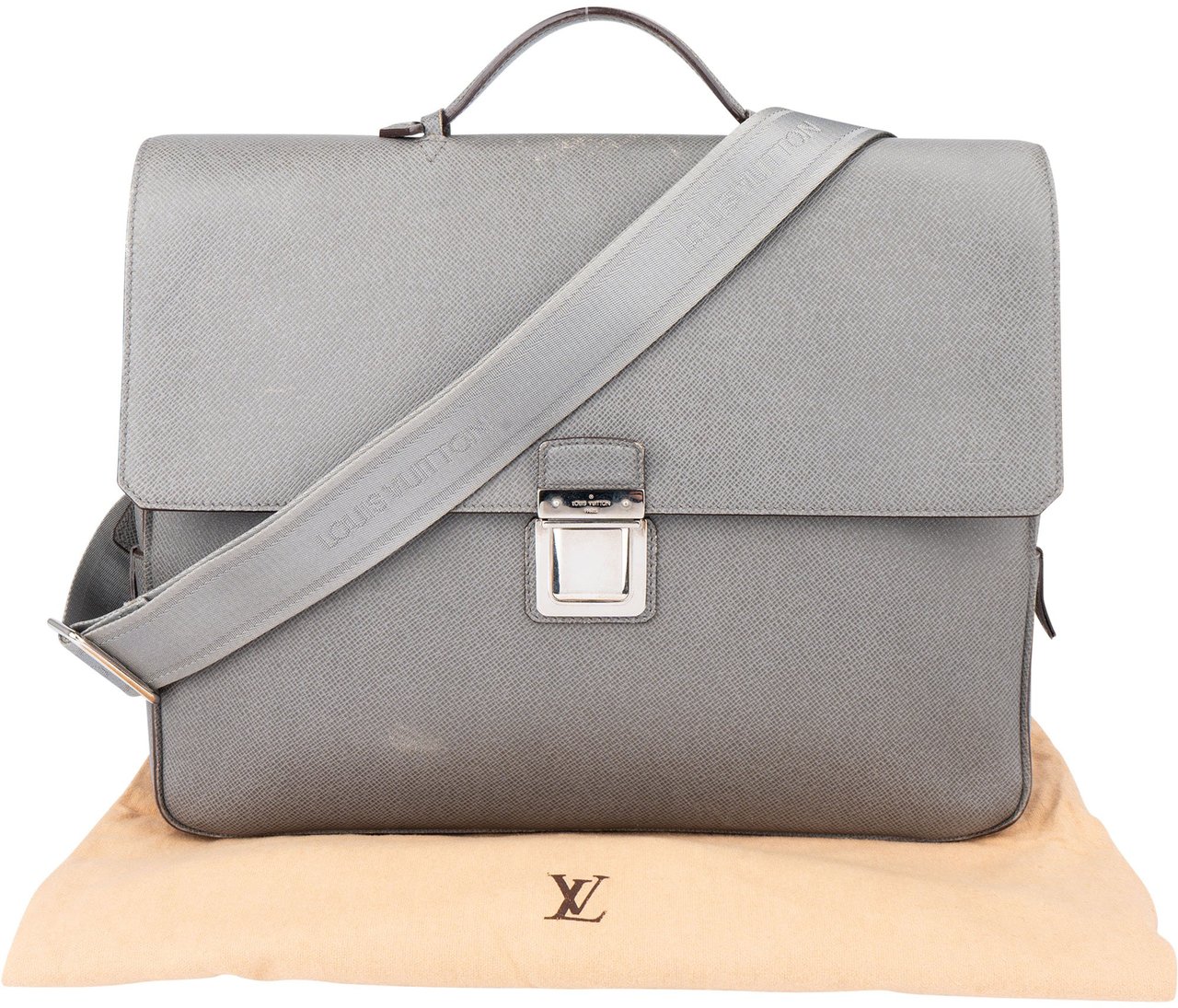 Louis Vuitton Louis Vuitton Grey Taiga Leather Vassili PM Business Handbag Donkergrijs