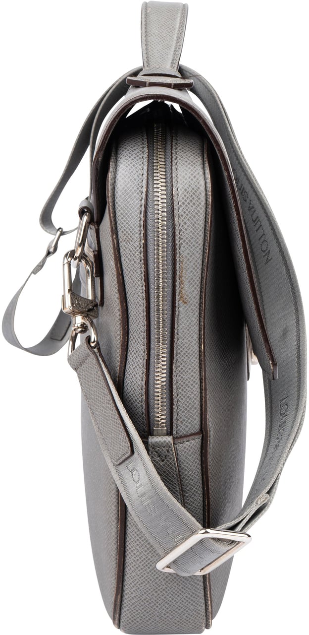 Louis Vuitton Grey Taiga Leather Vassili PM Business Handbag Donkergrijs