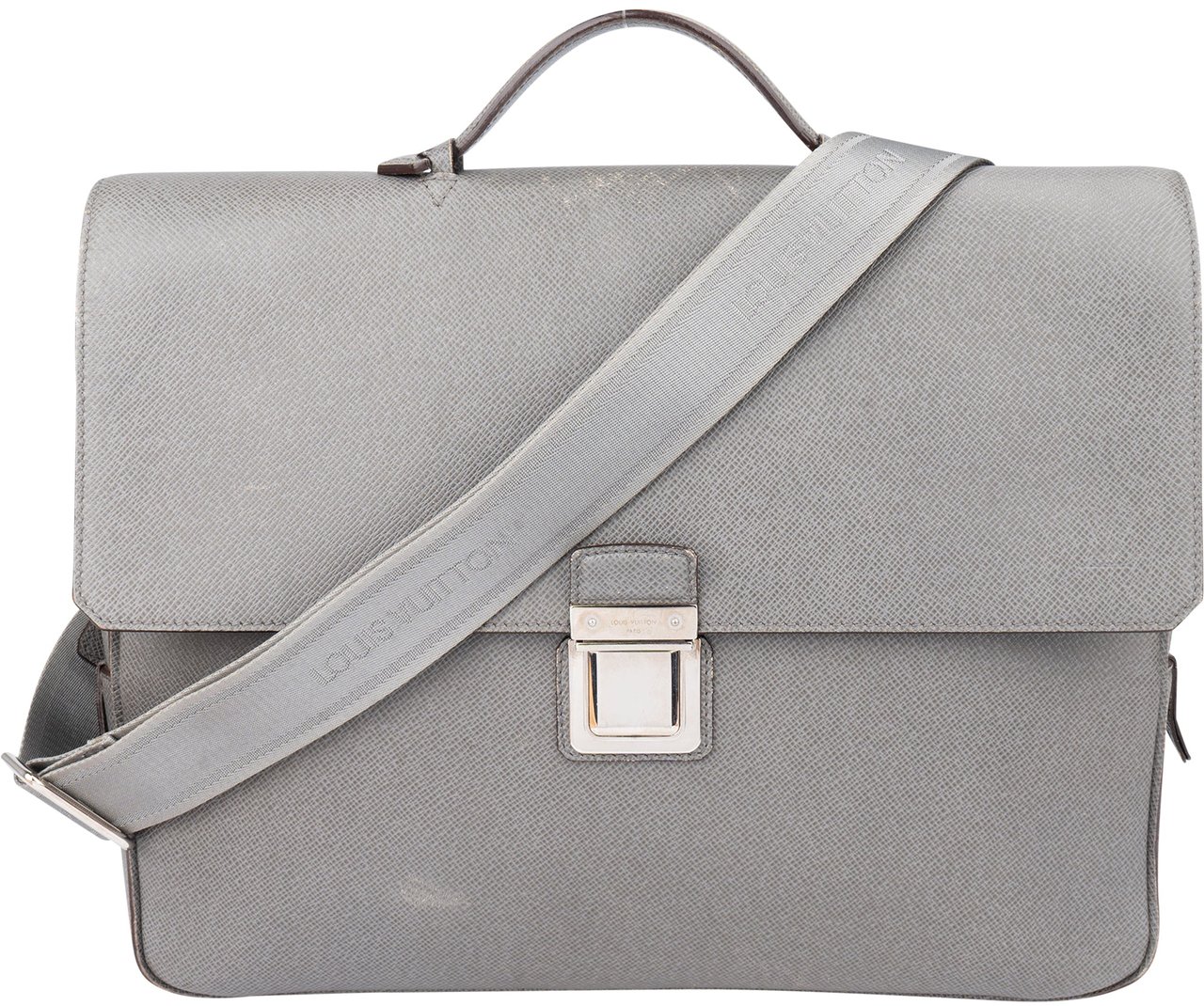 Louis Vuitton Grey Taiga Leather Vassili PM Business Handbag Donkergrijs