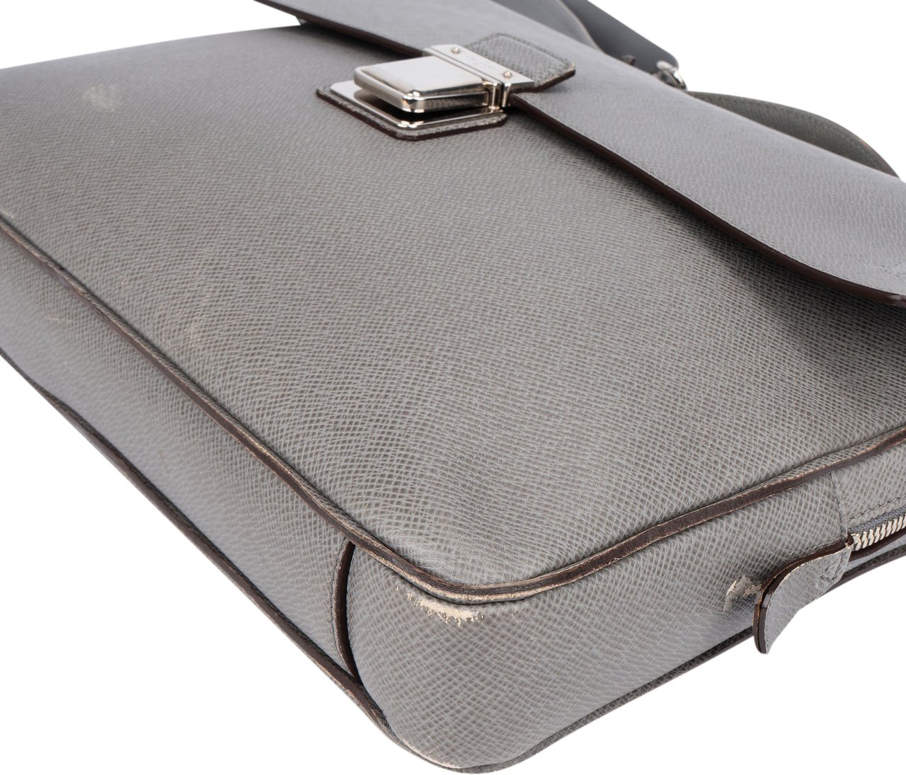 Louis Vuitton Grey Taiga Leather Vassili PM Business Handbag Donkergrijs