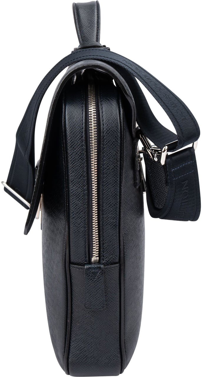 Louis Vuitton Louis Vuitton Bleu Taiga Leather Vassili PM Business Handbag Zwart