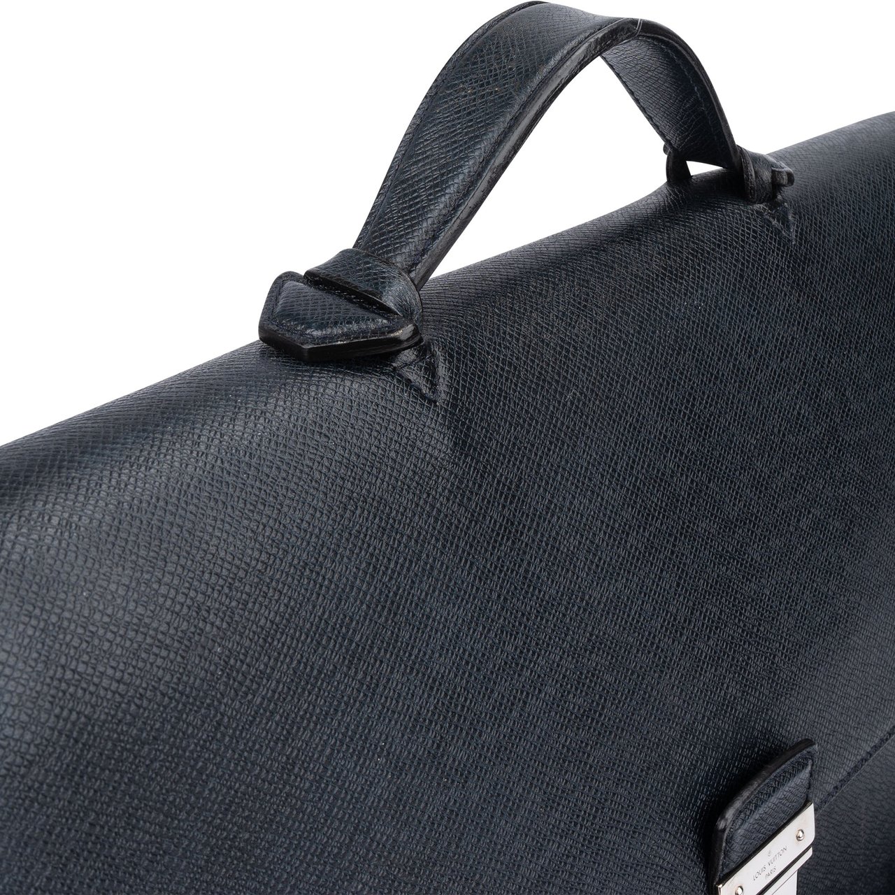 Louis Vuitton Louis Vuitton Bleu Taiga Leather Vassili PM Business Handbag Zwart