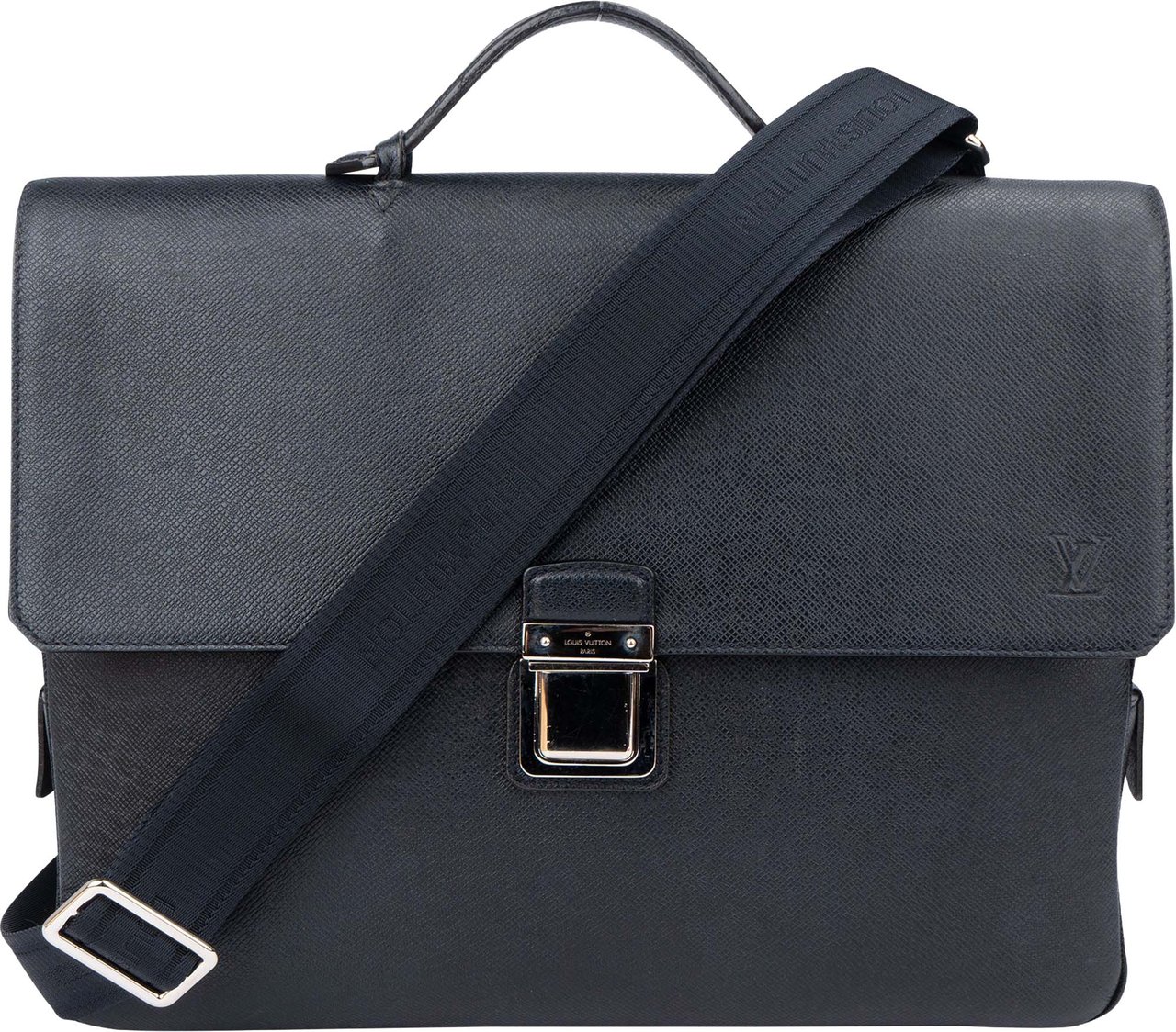 Louis Vuitton Louis Vuitton Bleu Taiga Leather Vassili PM Business Handbag Blauw