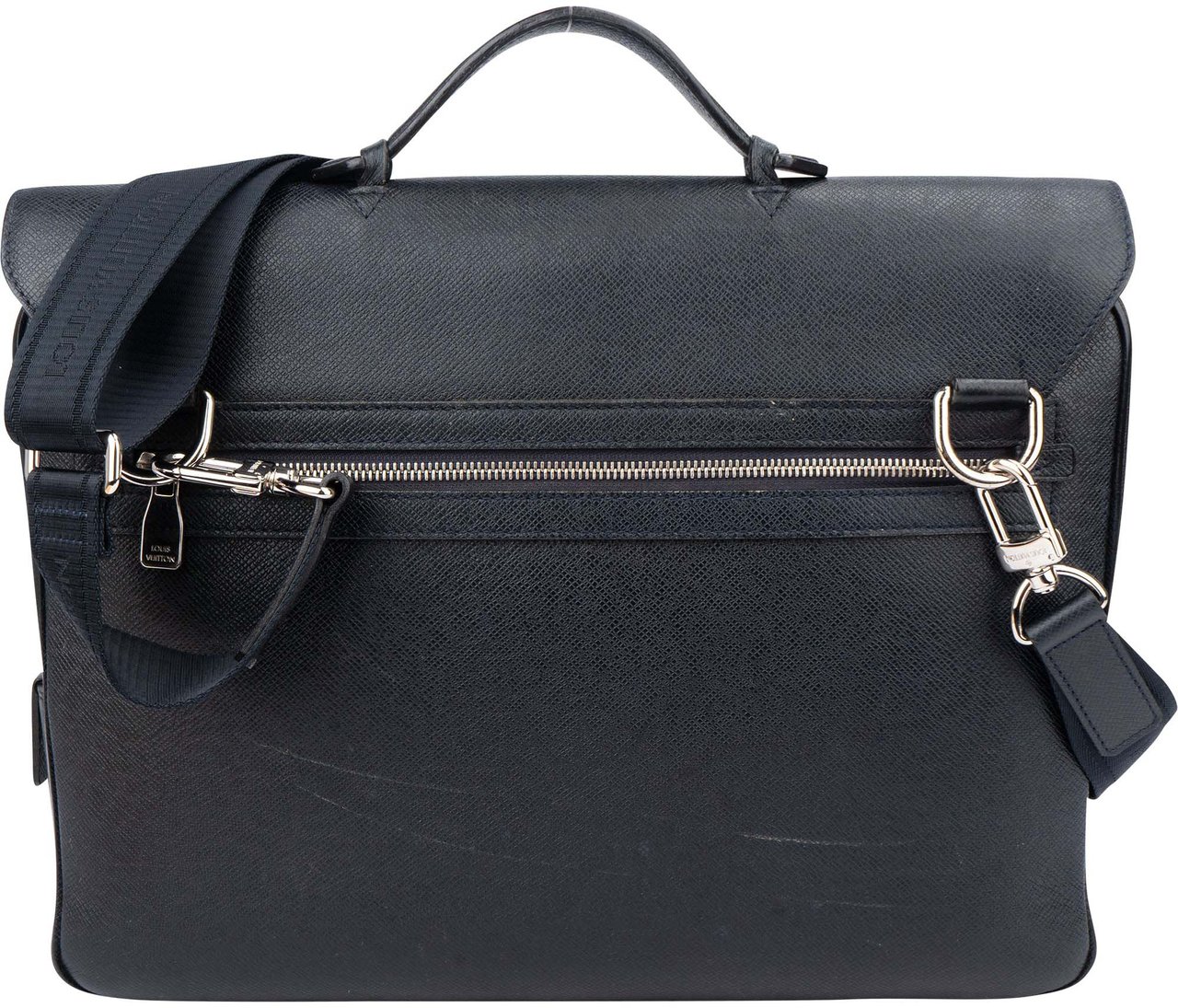Louis Vuitton Louis Vuitton Bleu Taiga Leather Vassili PM Business Handbag Blauw