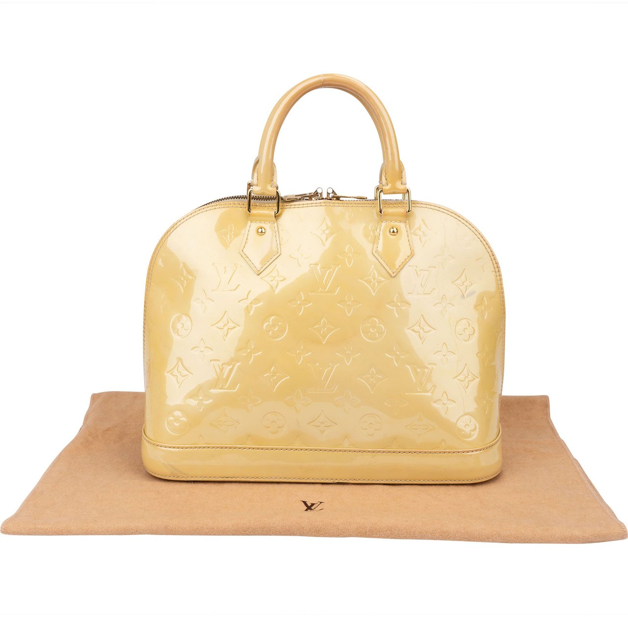 Louis Vuitton Louis Vuitton Jaune Vernis Monogram Alma PM Handbag Geel