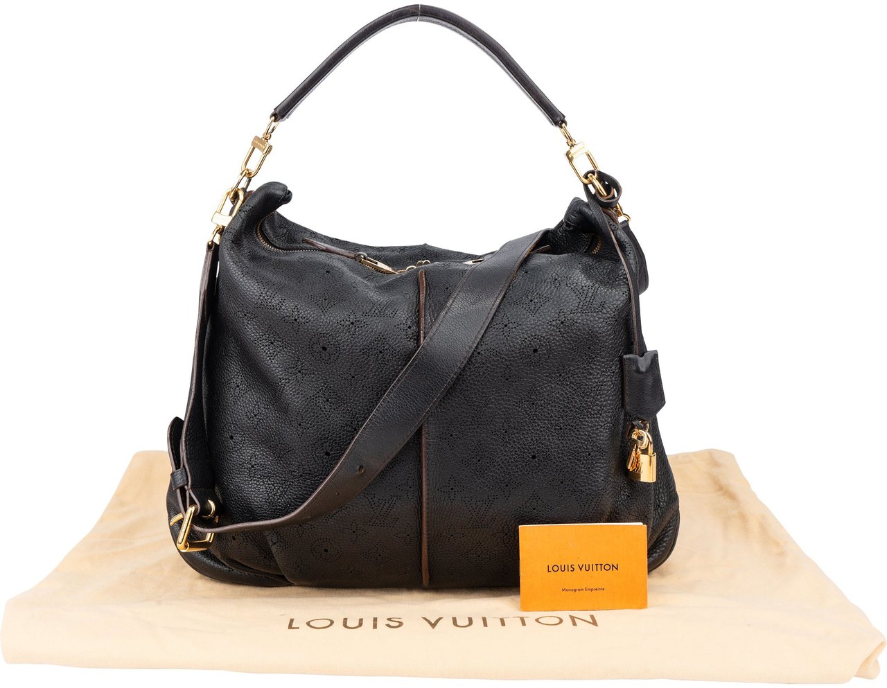 Louis Vuitton Louis Vuitton Leather Monogram Mahina Selene MM Handbag Zwart