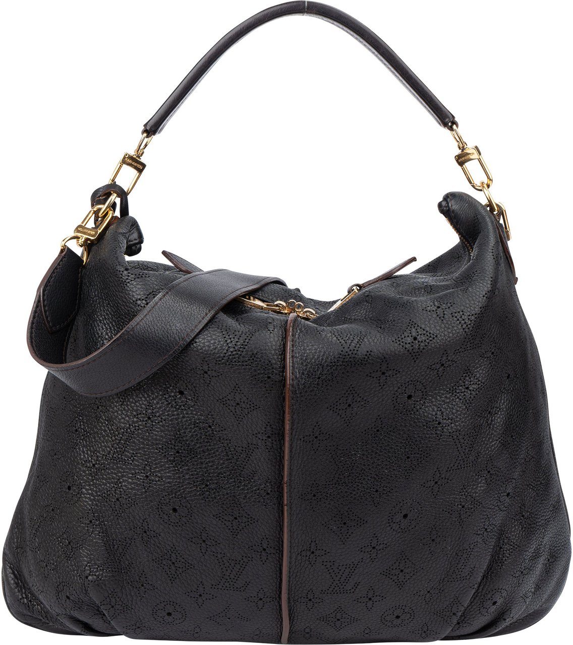 Louis Vuitton Louis Vuitton Leather Monogram Mahina Selene MM Handbag Zwart