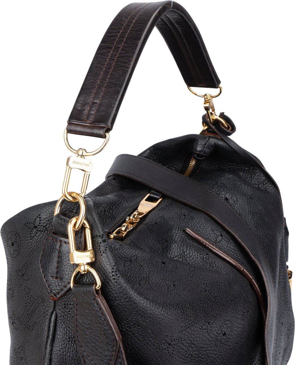 Louis Vuitton Louis Vuitton Leather Monogram Mahina Selene MM Handbag Zwart