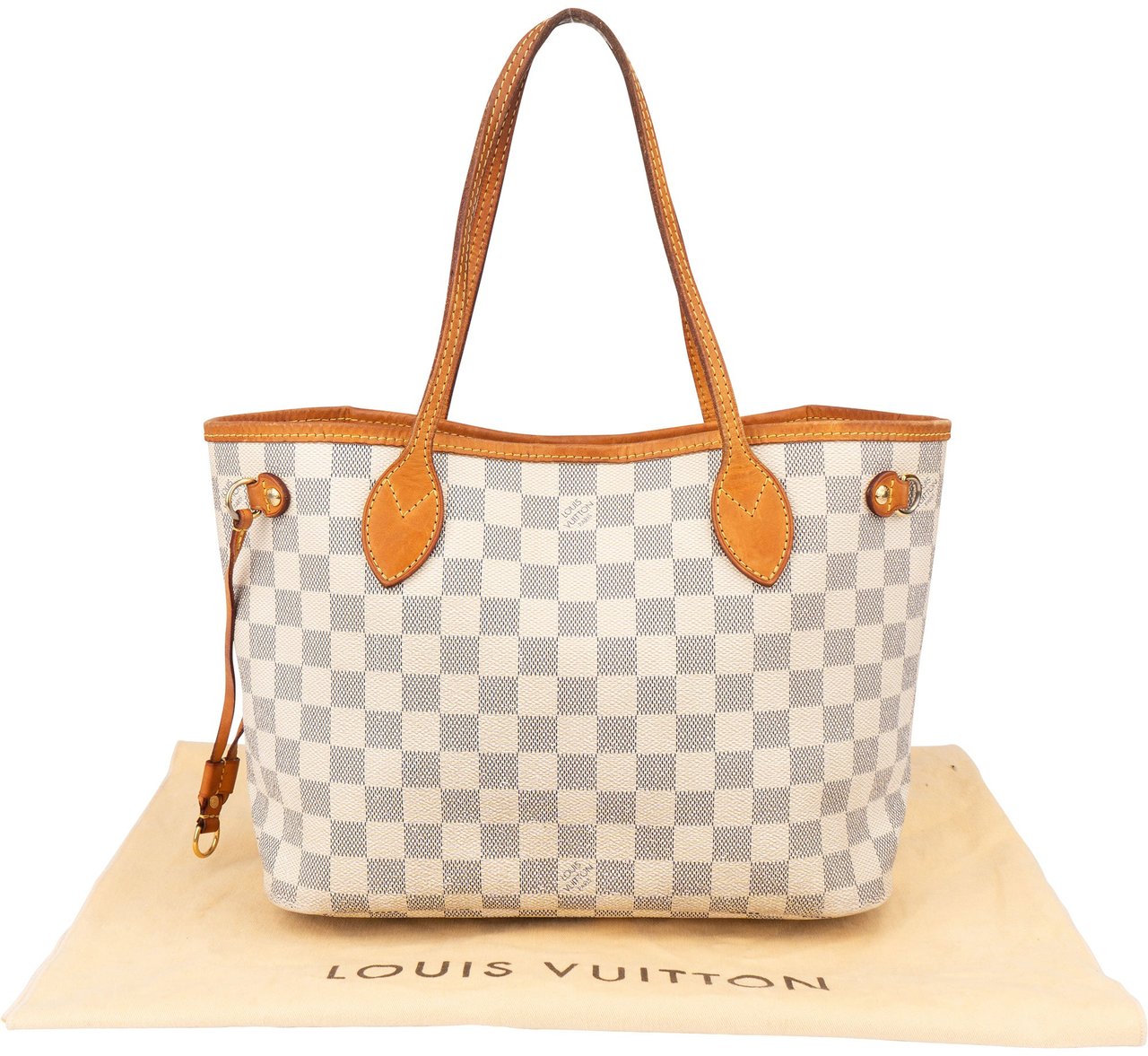Louis Vuitton Louis Vuitton Damier Azur Monogram Neverfull PM Handbag Wit