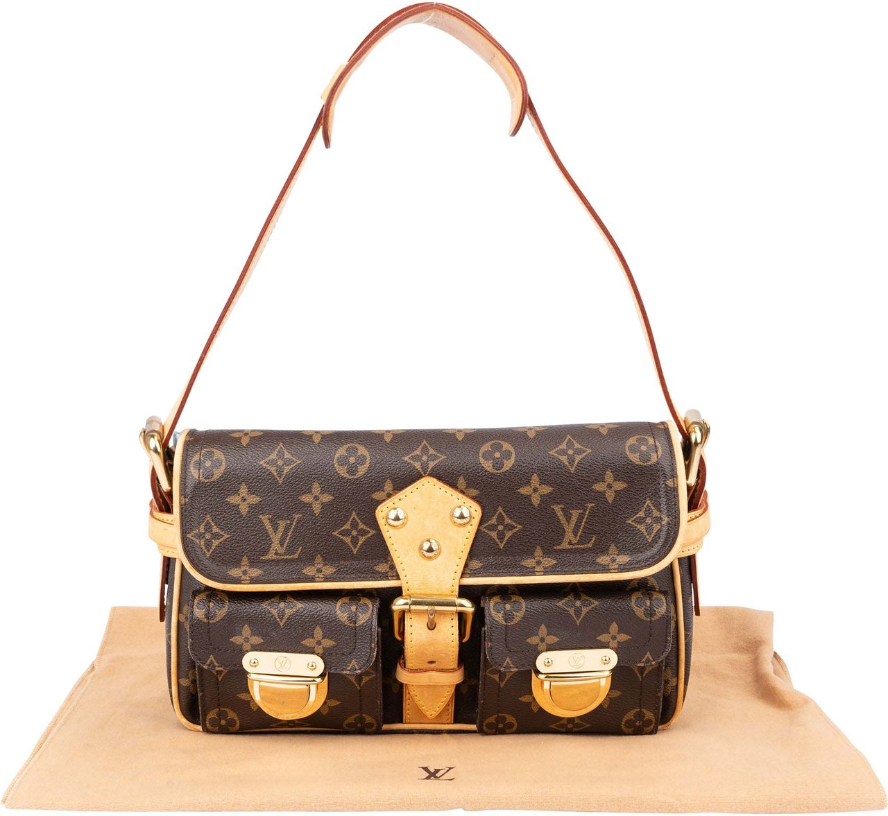 Louis Vuitton Canvas Monogram Hudson PM Shoulder Bag Bruin