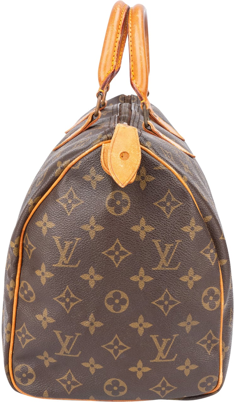 Louis Vuitton Louis Vuitton Canvas Monogram Speedy 35 Handbag Bruin