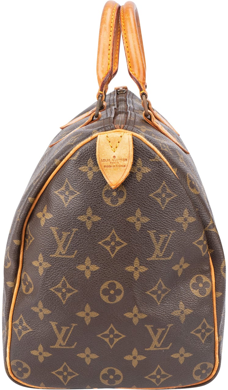 Louis Vuitton Louis Vuitton Canvas Monogram Speedy 35 Handbag Bruin