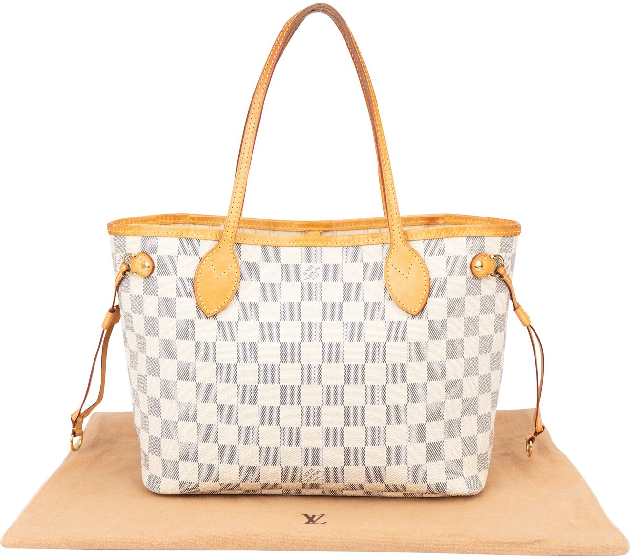 Louis Vuitton Louis Vuitton Damier Azur Monogram Neverfull PM Handbag Wit