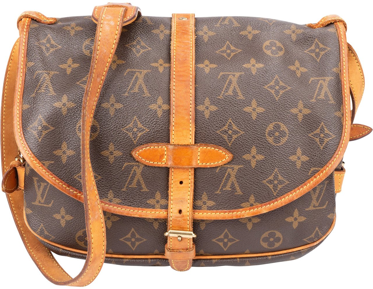 Louis Vuitton Louis Vuitton Canvas Monogram Saumur 30 Crossbody Bag Bruin